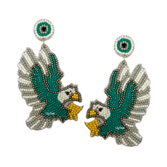 Philadelphia Eagles Football Game Day Earring Lily Posh - Picture 2 of 2
